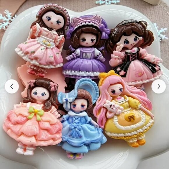Pack of SIX Colorful Cartoon Princess resin charms Home Decor Magnet set - Picture 4 of 4